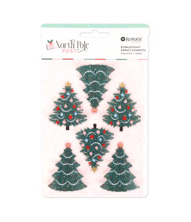 Rosies Studio North Pole Post Dimensional Acetate Embelishments -Christmas Tree