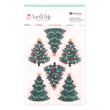 Rosies Studio North Pole Post Dimensional Acetate Embelishments -Christmas Tree