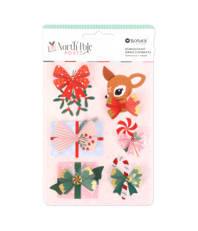 Rosies Studio North Pole Post Dimensional Embelishments - Holiday Bows