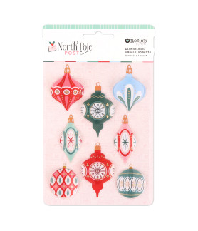 Rosies Studio North Pole Post Dimensional Acetate Embelishments -Ornaments
