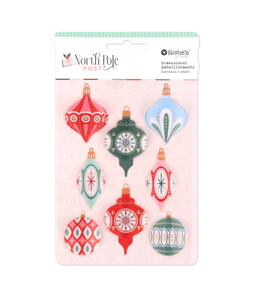 Rosies Studio North Pole Post Dimensional Acetate Embelishments -Ornaments