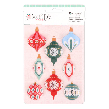 Rosies Studio North Pole Post Dimensional Acetate Embelishments -Ornaments