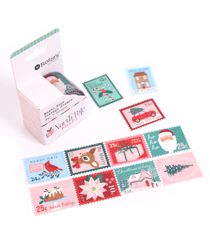 Rosies Studio North Pole Post Postage Stamp Wash Tape 2,5cm x 10m