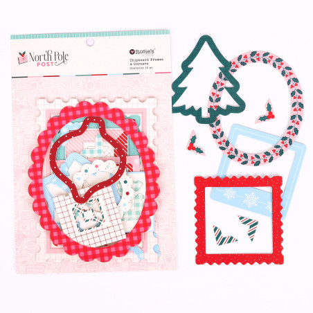 Rosies Studio North Pole Post Chipboard Frames & Corners 38 Pieces