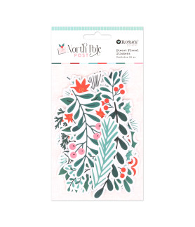 Rosies Studio North Pole Post Clear Diecut Floral Stickers 24 Pieces