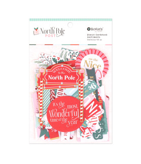Rosies Studio North Pole Post Cardstock Diecut Ephemera Sentiments 130 Pieces