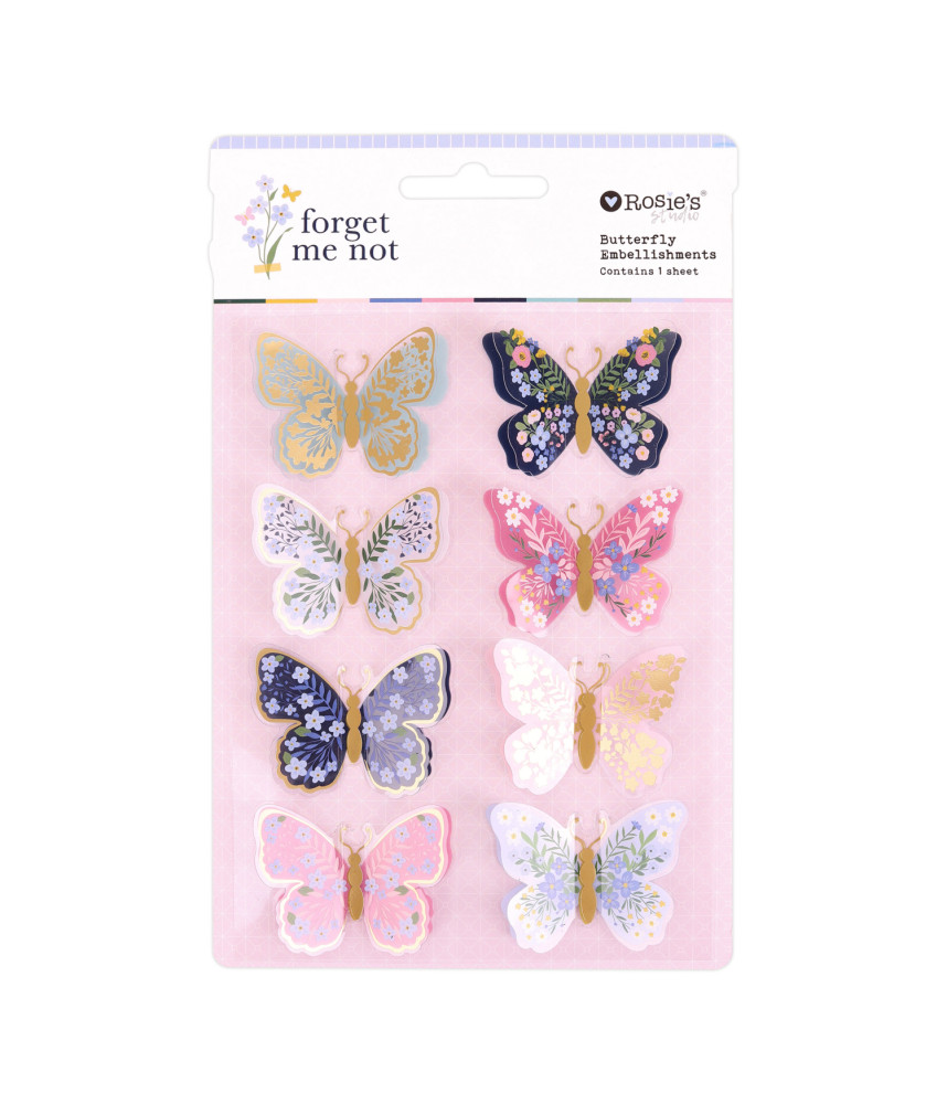 Rosies Studio Forget Me Not Butterfly Embellishments