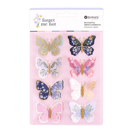 Rosies Studio Forget Me Not Butterfly Embellishments