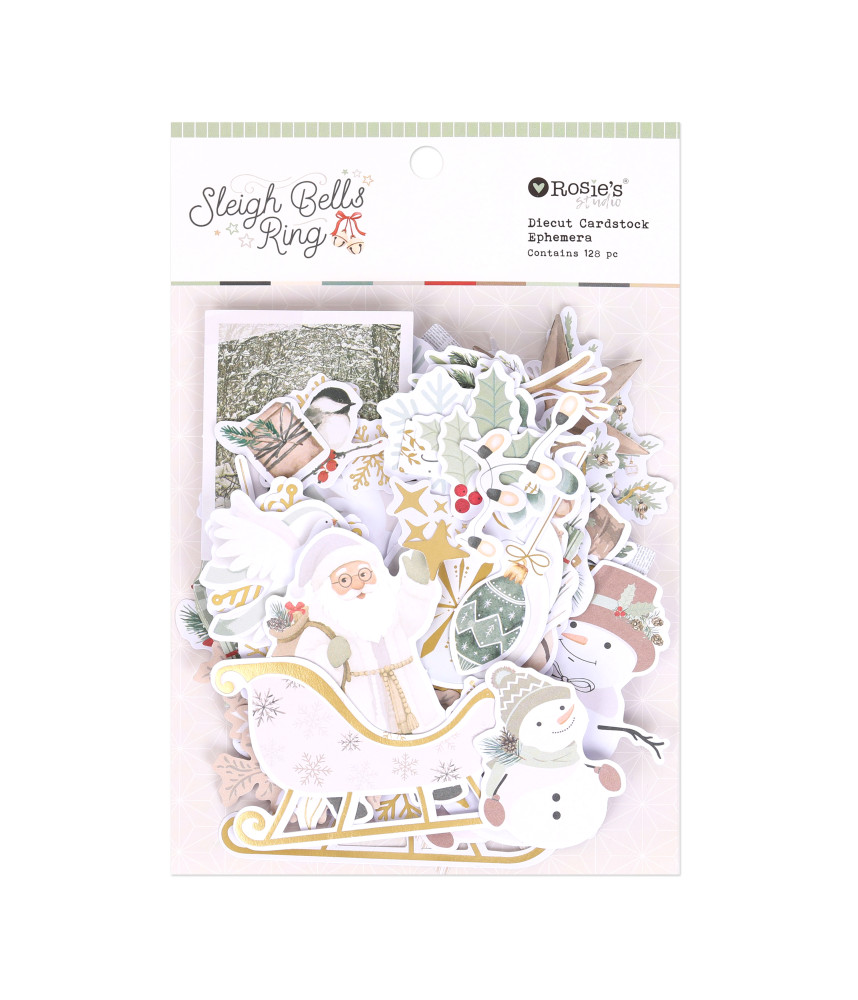 Rosies Studio Sleigh Bells Ring Diecut Ephemera 128 Pieces
