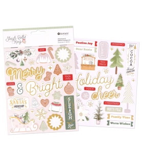 Rosies Studio Sleigh Bells Ring Chipboard Stickers 2 Sheets