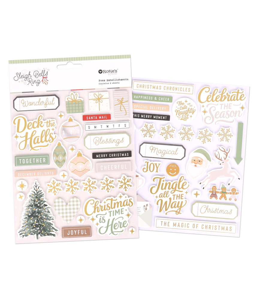 Rosies Studio Sleigh Bells Ring Dimensional Foam Stickers