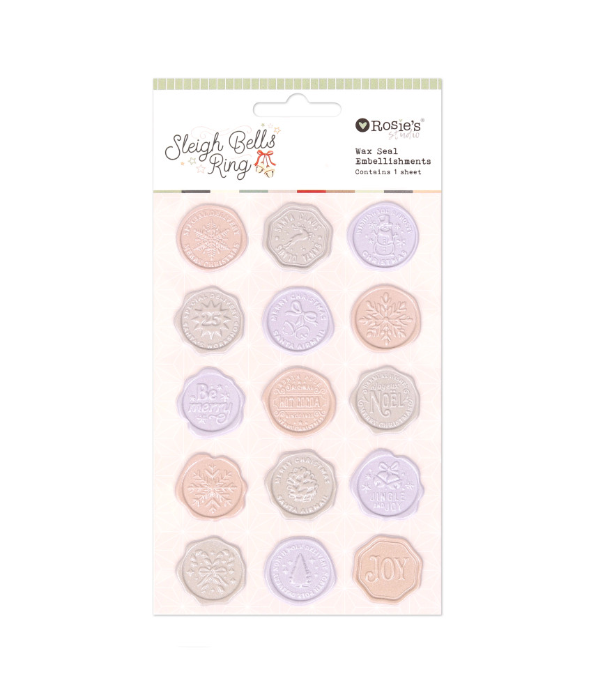 Rosies Studio Sleigh Bells Ring Wax Seal Embelishments 15 Pieces