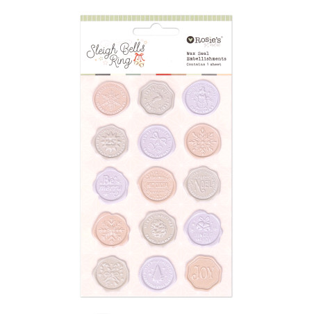 Rosies Studio Sleigh Bells Ring Wax Seal Embelishments 15 Pieces