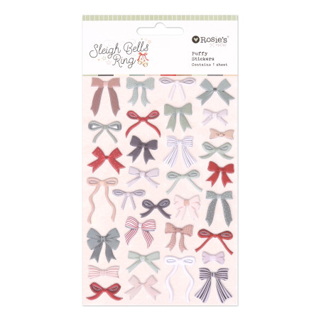 Rosies Studio Sleigh Bells Ring Puffy Bow Stickers