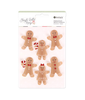 Rosies Studio Sleigh Bells Ring Dimensional Acetate Embellishments -Gingerbread