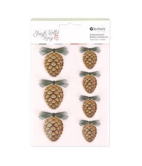 Rosies Studio Sleigh Bells Ring Dimensional Acetate Embellishments -Pinecones