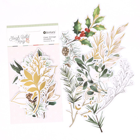 Rosies Studio Sleigh Bells Ring Clear Foliage Stickers 24 Pieces