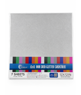 Couture Creations Silver Laminated Glitter paper - 12x12 (120gsm) - 7 Sheets