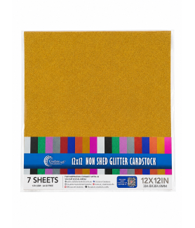 Couture Creations Yellow Gold Laminated Glitter paper - 12x12 (120gsm) - 7 Sheets