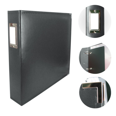 Couture Creations 12x12 D-Ring Faux Leather Album - Black (5 Refills included)