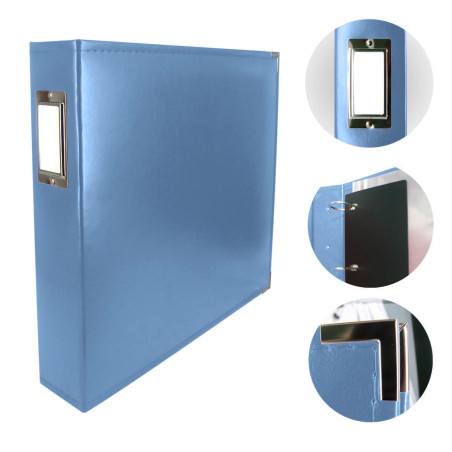 Couture Creations 12x12 D-Ring Faux Leather Album - Country Blue (5 Refills included)