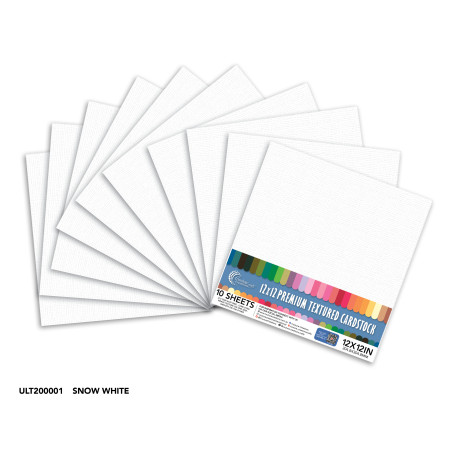 Couture Creations 12 X 12 Scrapbook Textured Cardstock - White/Snow White 216gsm