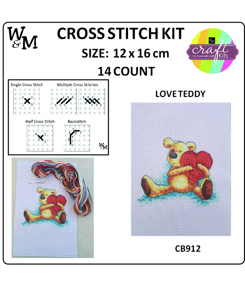 W&M Cross Stitch KIT FLOWER 14ct 12 x 16cm