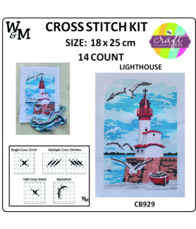 W&M Cross Stitch KIT LIGHTHOUSE 14ct 18 x 25cm
