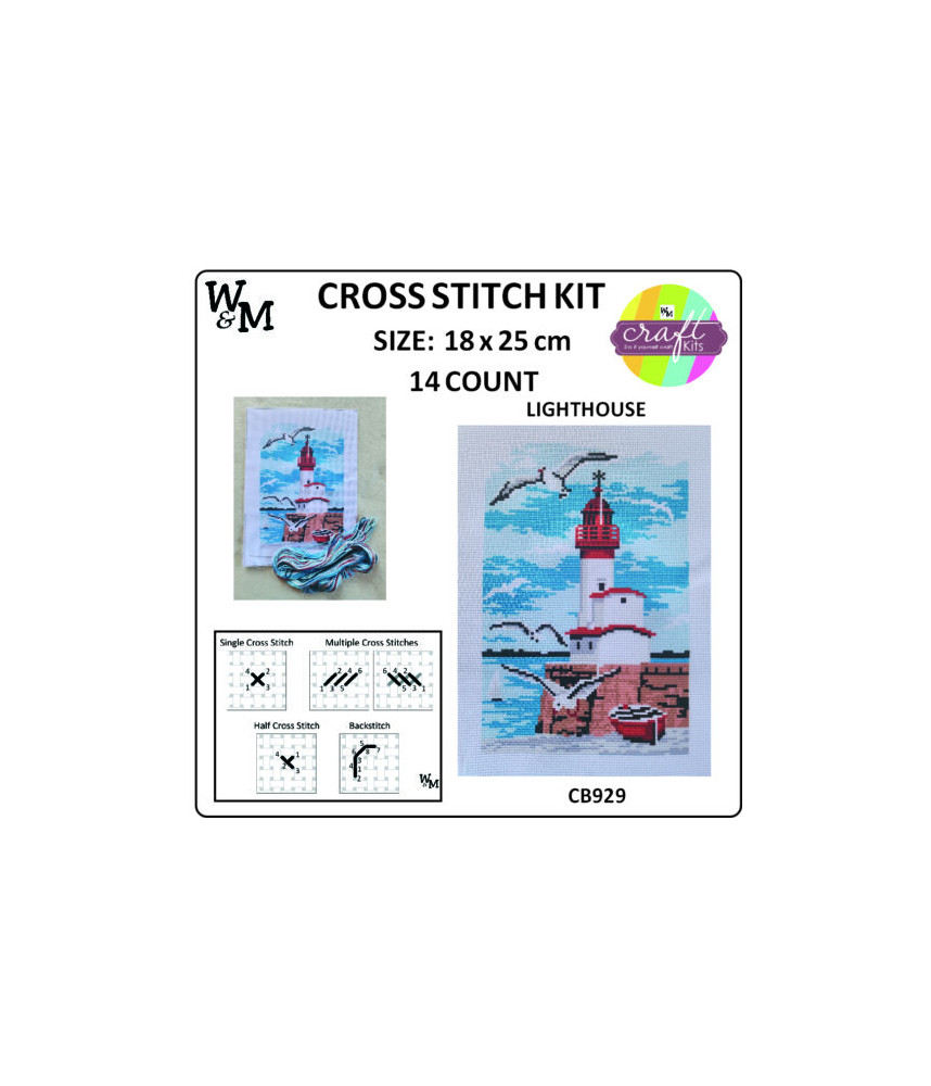 W&M Cross Stitch KIT LIGHTHOUSE 14ct 18 x 25cm