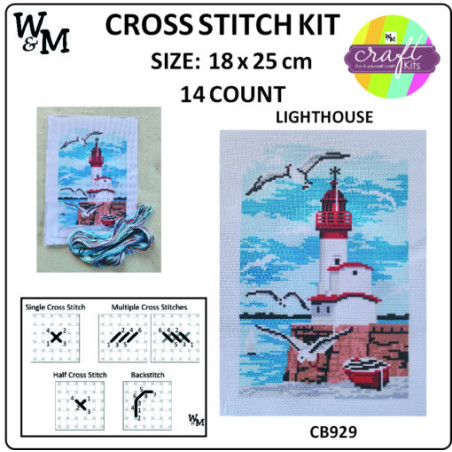 W&M Cross Stitch KIT LIGHTHOUSE 14ct 18 x 25cm