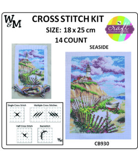 W&M Cross Stitch KIT SEASIDE 14ct 18 x 25cm