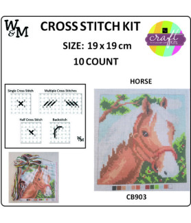 W&M Cross Stitch KIT HORSE 10ct 19 x 19cm