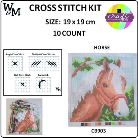 W&M Cross Stitch KIT HORSE 10ct 19 x 19cm