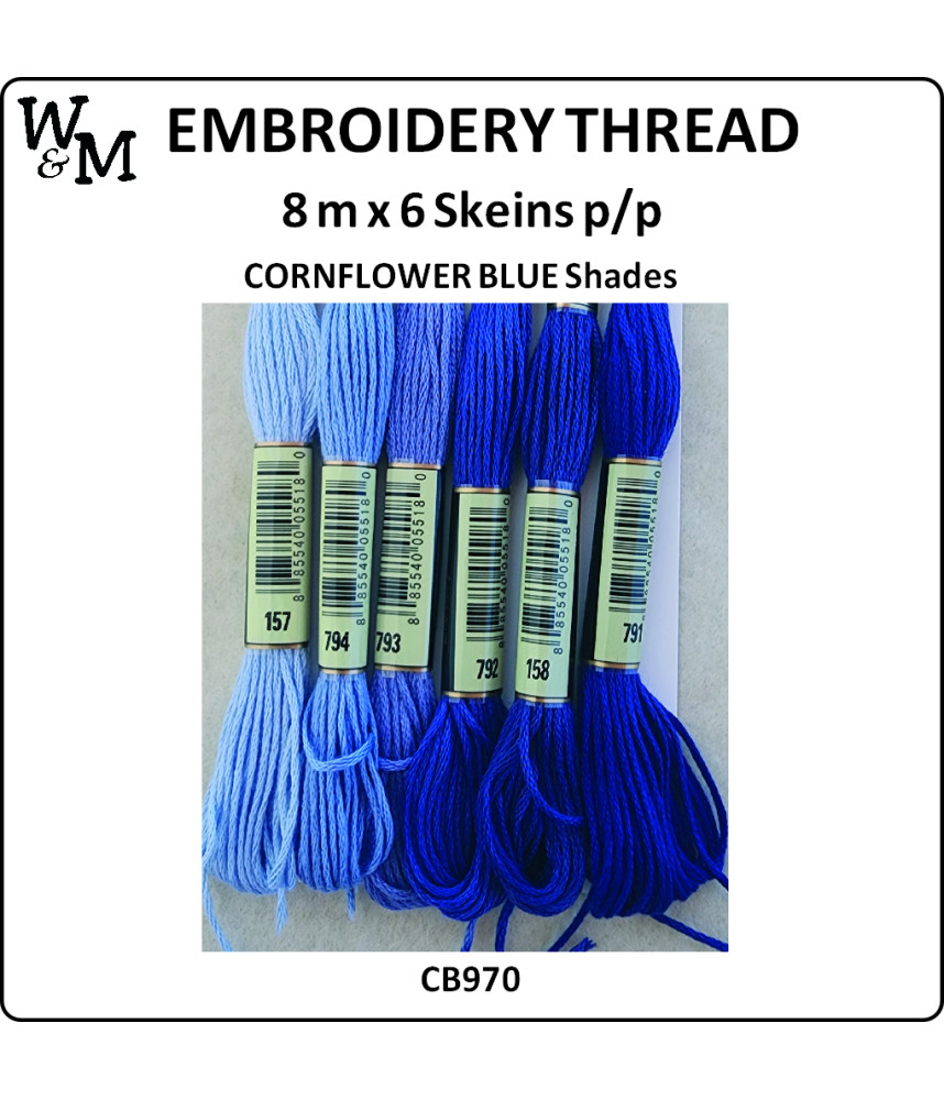 W&M Embroidery Thread CORNFLOWER BL Shades 8m 6Skeins