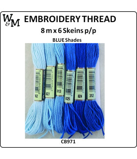 W&M Embroidery Thread ROYAL BLUE Shades 8m x 6 Skeins