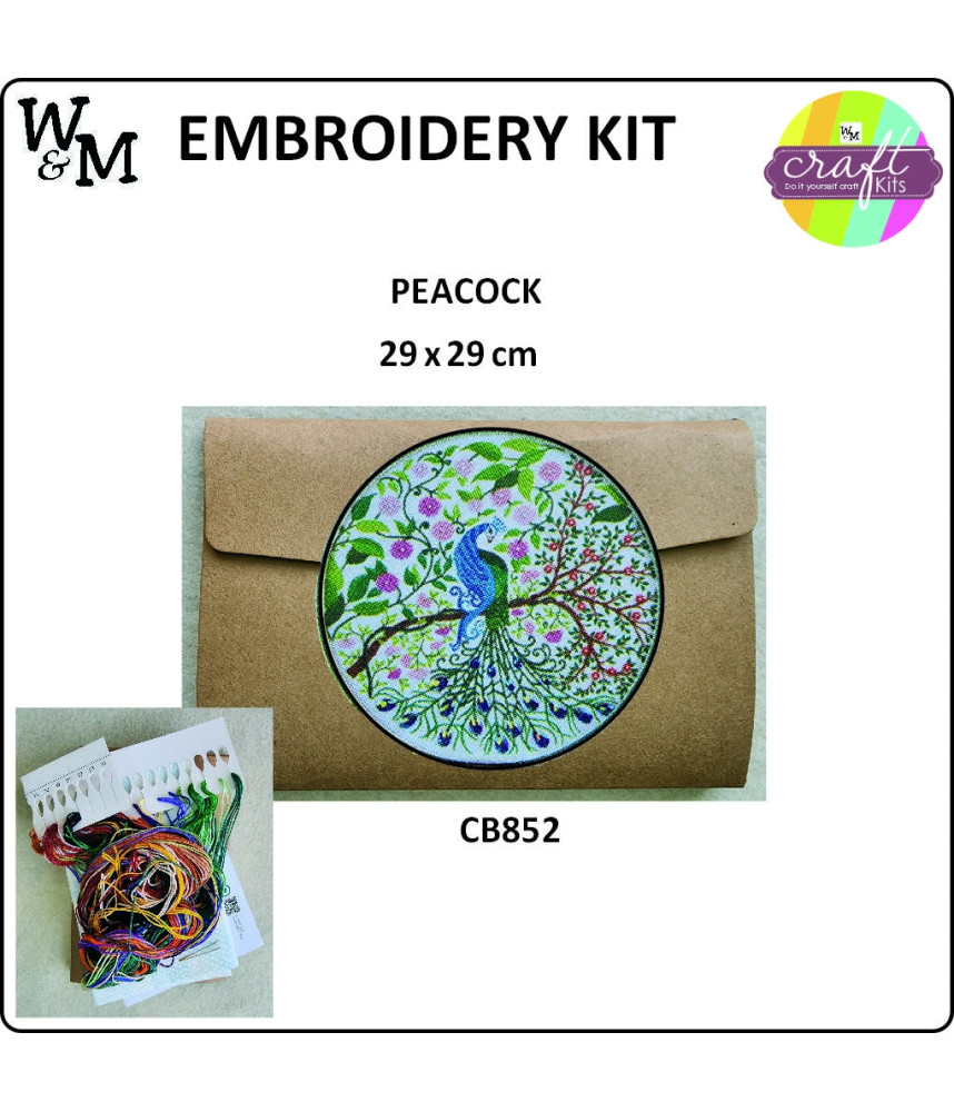 W&M Embroidery KIT PEACOCK 29 x 29cm