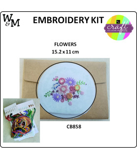 W&M Embroidery KIT FLOWERS 15.2 x 11cm