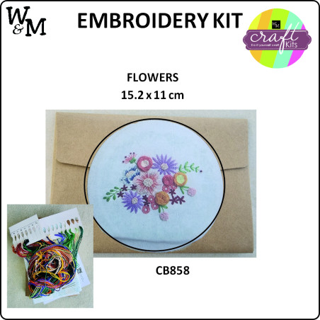 W&M Embroidery KIT FLOWERS 15.2 x 11cm