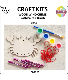 W&M Craft Kit WOOD Wind Chime CRAB w Paint+Brush ea