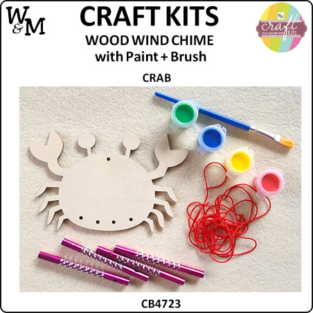 W&M Craft Kit WOOD Wind Chime CRAB w Paint+Brush ea