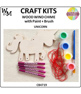 W&M Craft Kit WOOD Wind Chime UNICORN w Paint+Brush ea