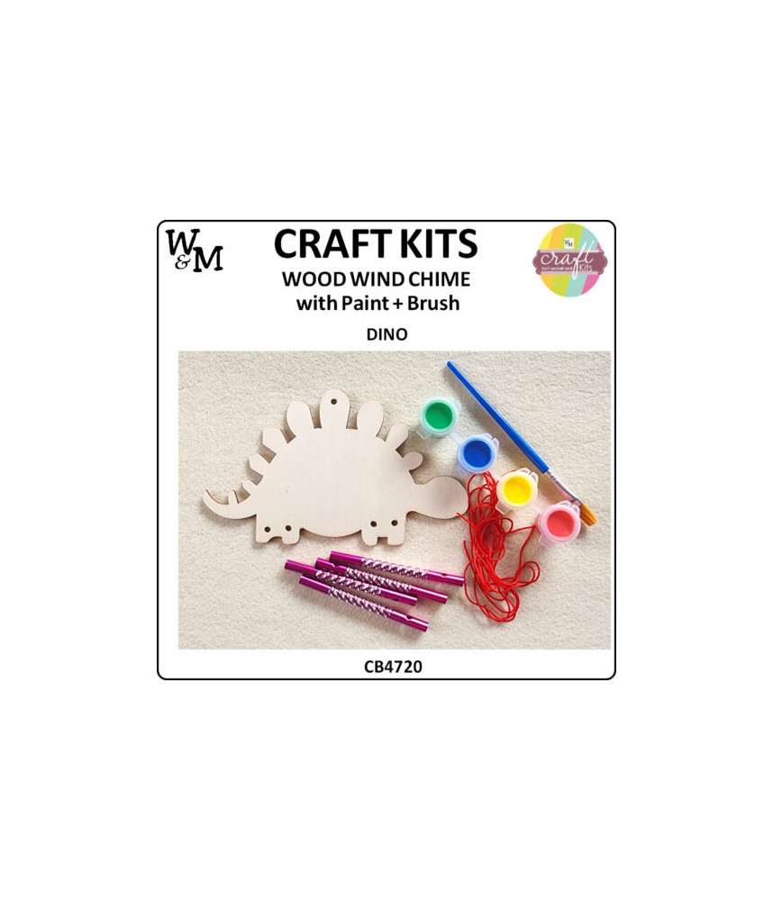W&M Craft Kit WOOD Wind Chime DINO w Paint+Brush ea