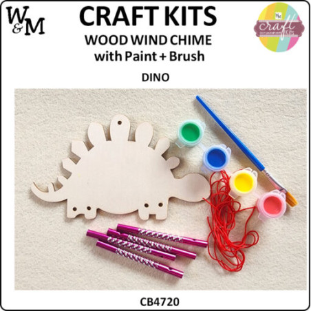 W&M Craft Kit WOOD Wind Chime DINO w Paint+Brush ea