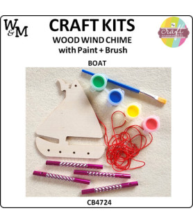 W&M Craft Kit WOOD Wind Chime BOAT w Paint+Brush ea