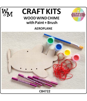 W&M Craft Kit WOOD Wind Chime A/PLANE w Paint+Brush ea