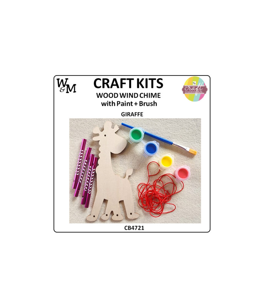 W&M Craft Kit WOOD Wind Chime GIRAFFE w Paint+Brush ea