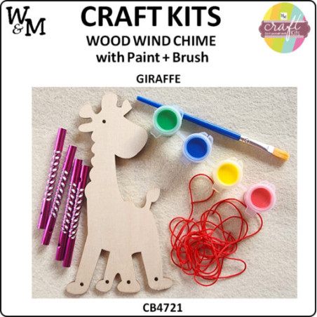 W&M Craft Kit WOOD Wind Chime GIRAFFE w Paint+Brush ea