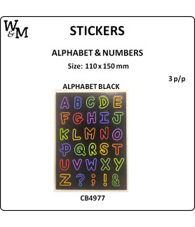 W&M Sticker ALPHABET BLACK x 3 p/p