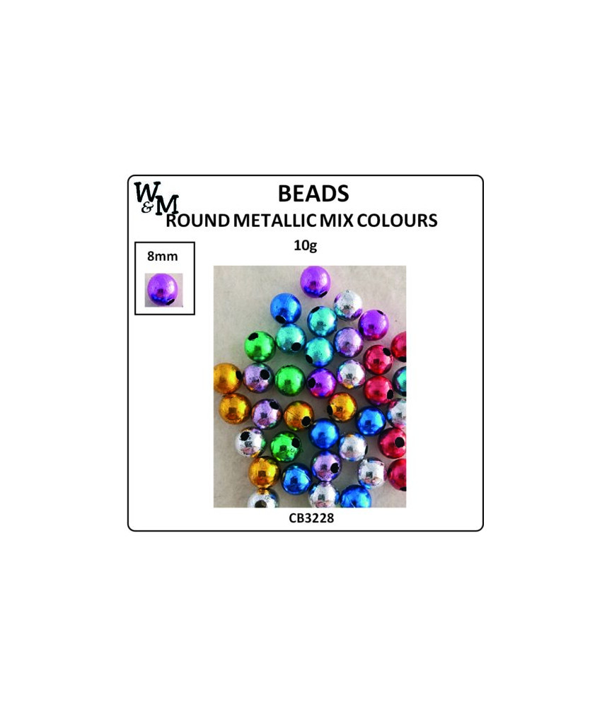 W&M Beads Round METALLIC MIX 8mm 10g