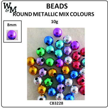 W&M Beads Round METALLIC MIX 8mm 10g